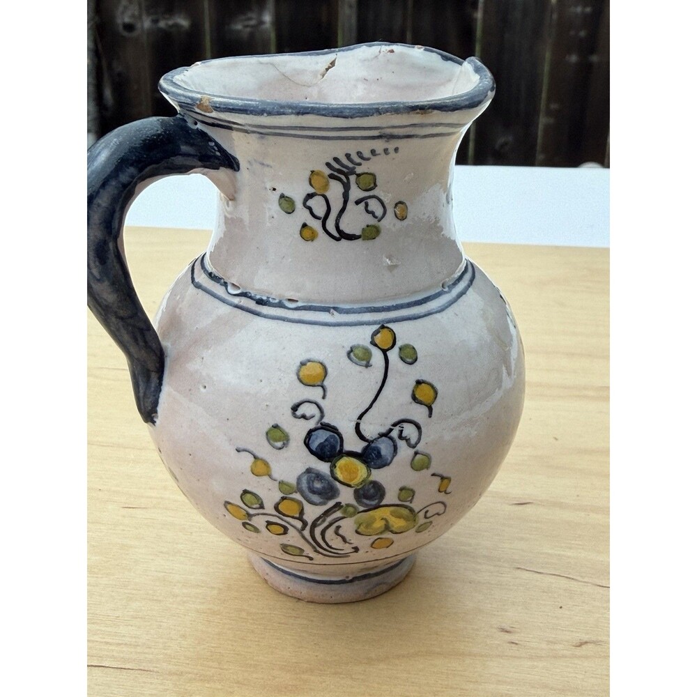 Vintage Hand Painted Floral Ceramic Pitcher